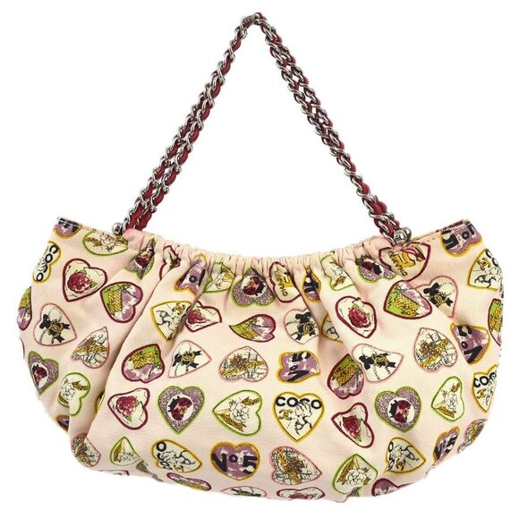 Chanel Pink Canvas Valentine Chain Handbag 110301 - Picture 2 of 10